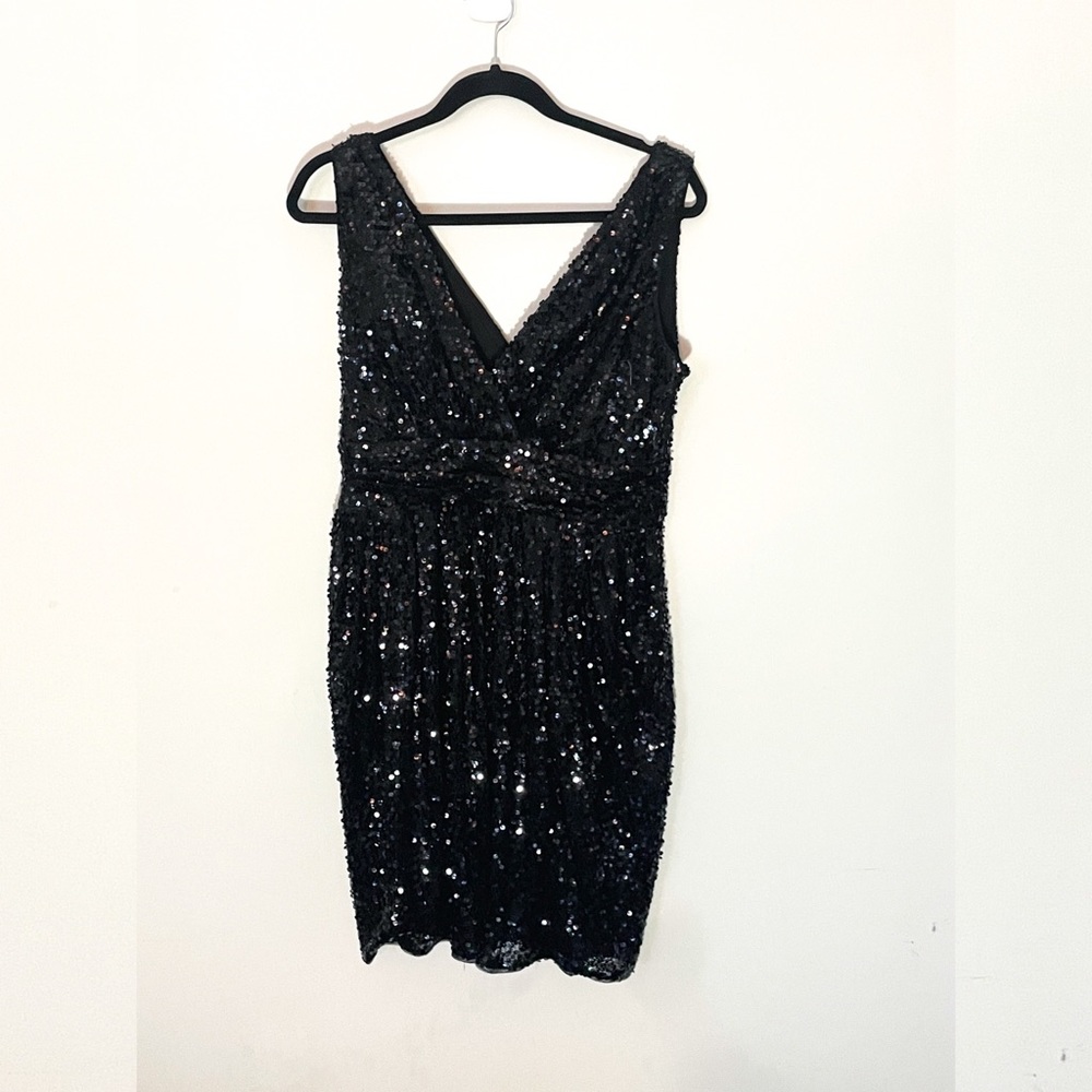 Aidan Mattox Black Sequins Dress-New Years